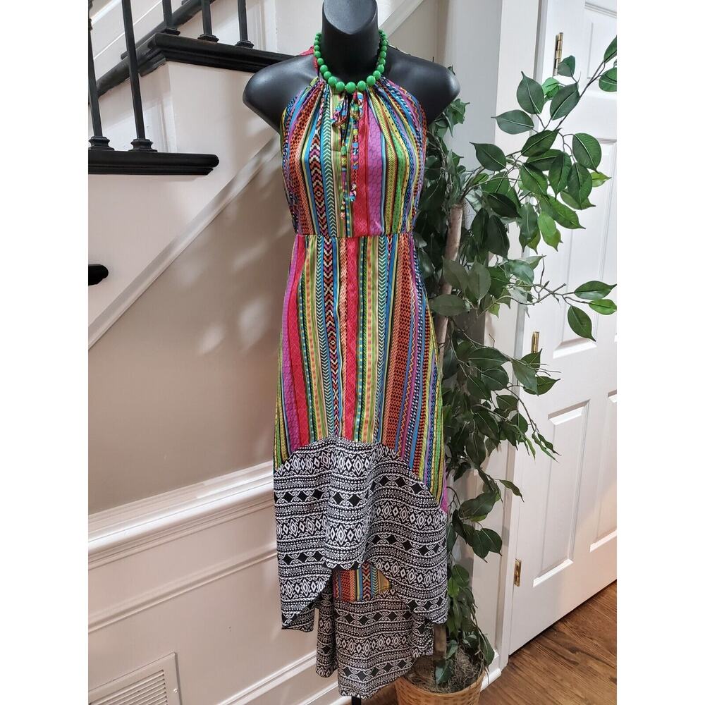 Truth Nyc Women's Multicolor Polyester Crew Neck Sleeveless Long Maxi Dress S